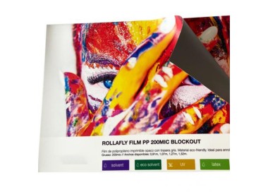 Rollafly Polipropileno 200MC Trasera Gris | Material Roll Up | Banderas Garsan